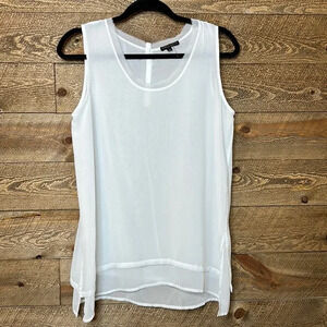 Alberto Makali Layered Tank Top Ivory Scoop Neck Sleeveless Size XS